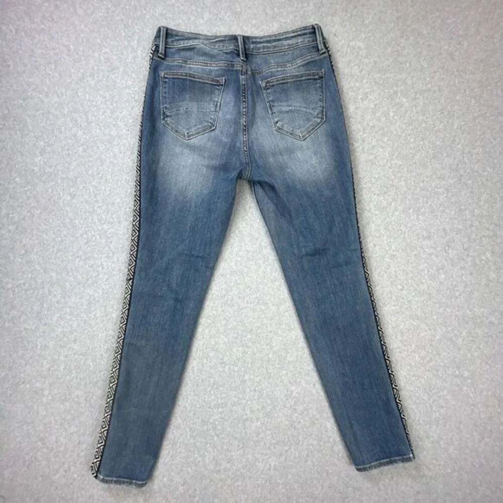 Driftwood Jackie High Rise Jeans Womens Sz 28 x 28 Geometric Stripe Embroidered - Picture 2 of 15